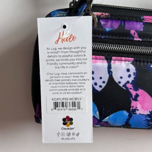 Lug Kickflip SE Convertible RFID Wallet Watercolor Butterflies - Picture 12 of 12